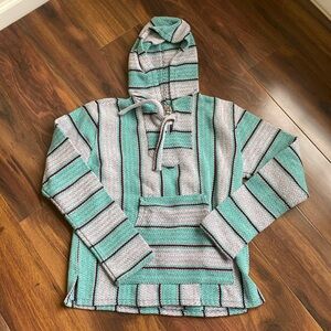 Striped Gray and Green Hoodie